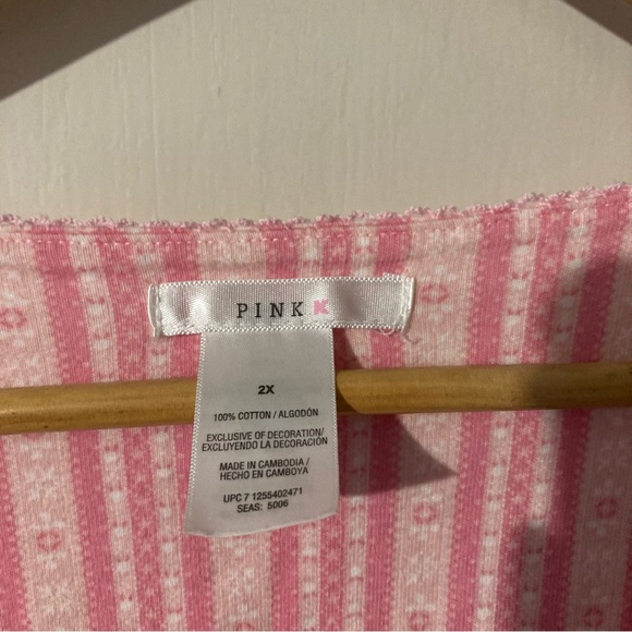 Victoria’s Secret Pink Striped Cotton Nightgown – 2X Grannycore Cozy - Picture 2 of 7